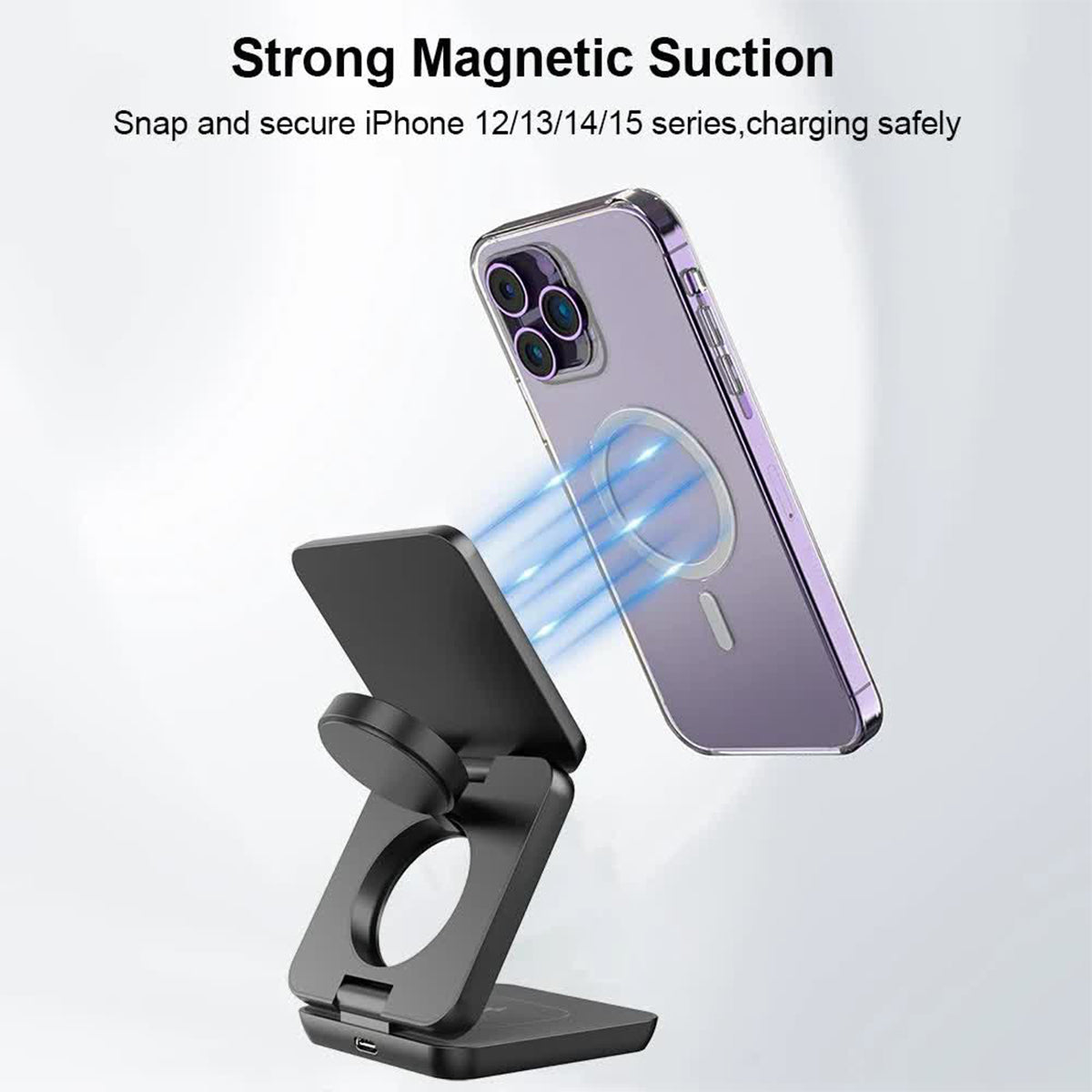 Foldable Magnetic Charger 3 in 1 Charging Station for iPhone