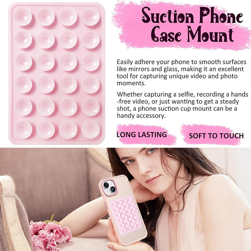 2 Pack Silicone Suction Phone Case Mount, Non Slip Sticky Phone Grip for Cellphones, Strong Grip Holder for Selfies and Videos