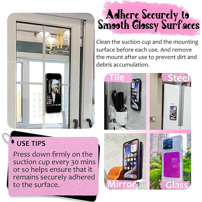 2 Pack Silicone Suction Phone Case Mount, Non Slip Sticky Phone Grip for Cellphones, Strong Grip Holder for Selfies and Videos